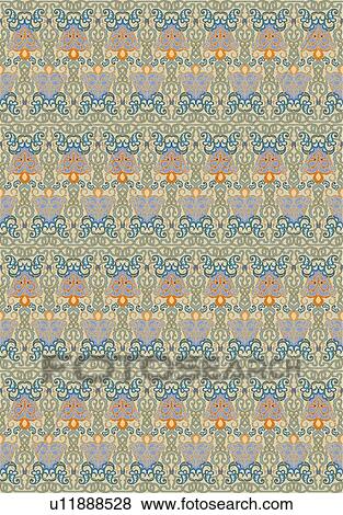 Clip Art - Fancy lavender blue and green background pattern. Fotosearch