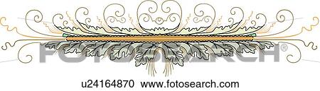 Fancy Leaf and Swirl Design Ornament View Large Clip Art Graphic Clipart - Fancy Leaf and Swirl Design Ornament. Fotosearch