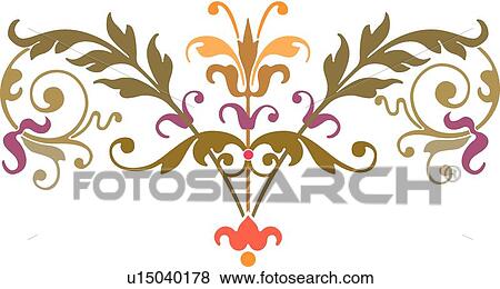 Clip Art - Fancy leave and swirl design . Fotosearch