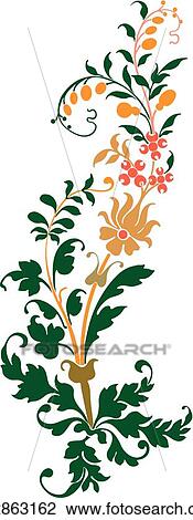 Clipart - Fancy leaves and flowers . Fotosearch