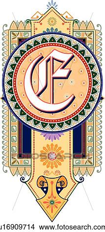 Clipart - Fancy letter E. Fotosearch