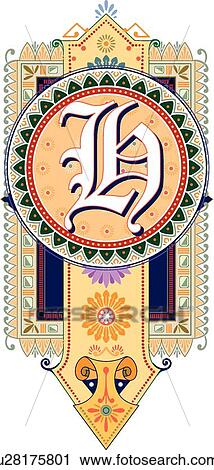 Clipart - Fancy letter H. Fotosearch