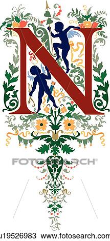 Clipart - Fancy letter N. Fotosearch