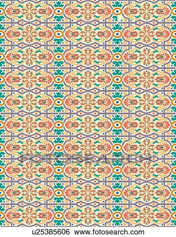 Clip Art - Fancy oval pink purple and teal background pattern. Fotosearch