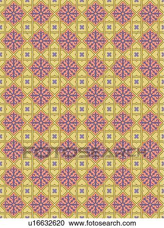 Clipart - Fancy pink and gold background pattern. Fotosearch