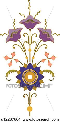 Fancy purple flowers and coral diamonds View Large Clip Art Graphic Clipart - Fancy purple flowers and coral diamonds . Fotosearch