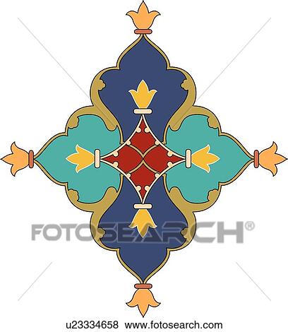 Clip Art - Fancy purple teal red and gold design . Fotosearch