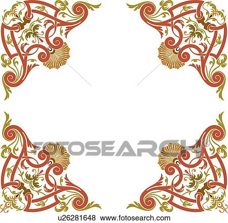 Fancy Red and Green Floral Corners View Large Clip Art Graphic Clip Art - Fancy Red and Green Floral Corners. Fotosearch