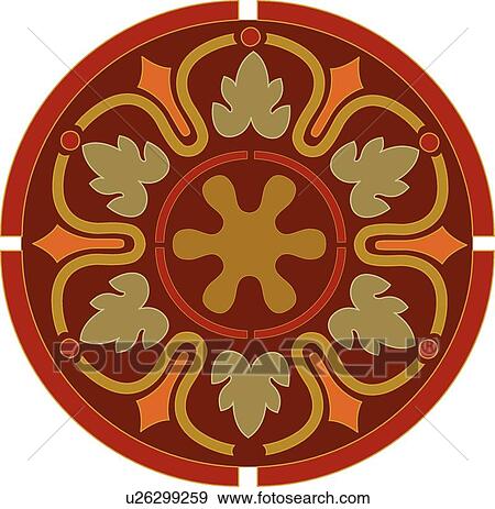 Fancy red circle with leaves View Large Clip Art Graphic Clip Art - Fancy red circle with leaves . Fotosearch