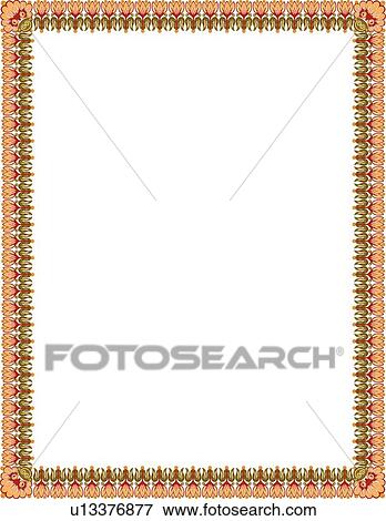 Fancy red, green and orange flower pattern victorian Border View Large Clip Art Graphic Clip Art - Fancy red, green and orange flower pattern victorian Border. Fotosearch