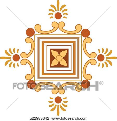 Fancy square with a flower in the middle View Large Clip Art Graphic Clipart - Fancy square with a flower in the middle . Fotosearch