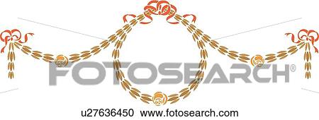 Fancy swag floral Ribbon with orange roses and red bows View Large Clip Art Graphic Clipart - Fancy swag floral Ribbon with orange roses and red bows. Fotosearch