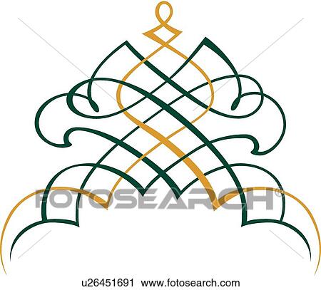Fancy teal and gold lines and loops View Large Clip Art Graphic Clipart - Fancy teal and gold lines and loops . Fotosearch