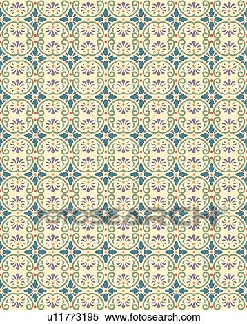 Fancy teal green and floral background pattern View Large Clip Art Graphic Clipart - Fancy teal green and floral background pattern. Fotosearch