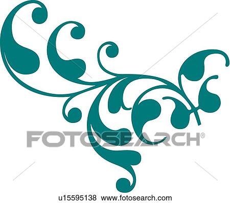 Fancy teal leaf design View Large Clip Art Graphic Clip Art - Fancy teal leaf design . Fotosearch