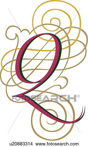 Fantasia letter Q View Large Clip Art Graphic Clipart - Fantasia letter Q. Fotosearch