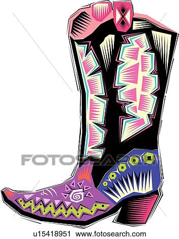 Fiesta Cowboy Boot View Large Clip Art Graphic Clipart - Fiesta Cowboy Boot. Fotosearch