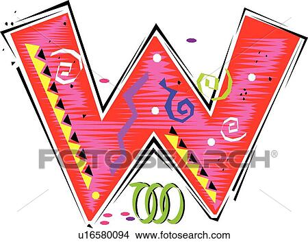 Fiesta I Capital W View Large Clip Art Graphic Clipart - Fiesta I Capital W. Fotosearch