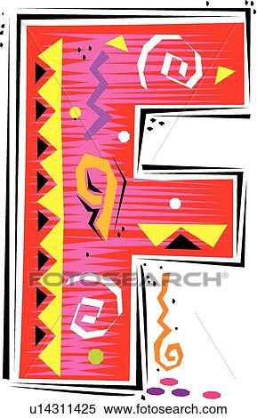 Fiesta I letter F View Large Clip Art Graphic Clipart - Fiesta I letter F. Fotosearch