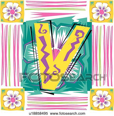 Fiesta II letter V View Large Clip Art Graphic Clipart - Fiesta II letter V. Fotosearch