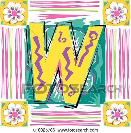 Clip Art - Fiesta II letter W. Fotosearch