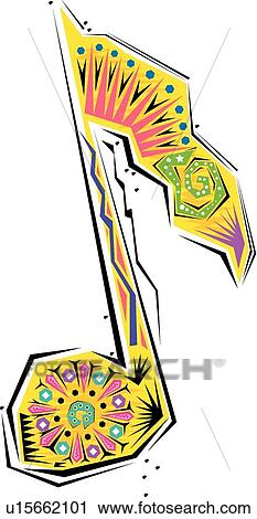 Fiesta Music Note View Large Clip Art Graphic Clipart - Fiesta Music Note. Fotosearch