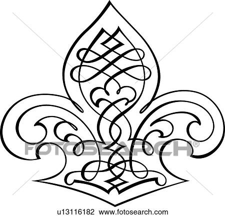 Fleur-de-lis Calligraphic Design View Large Clip Art Graphic Clipart - Fleur-de-lis Calligraphic Design. Fotosearch