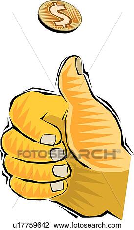 Clipart - Flipping a coin . Fotosearch