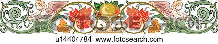 Floral and Angel Design Ornament View Large Clip Art Graphic Clipart - Floral and Angel Design Ornament. Fotosearch
