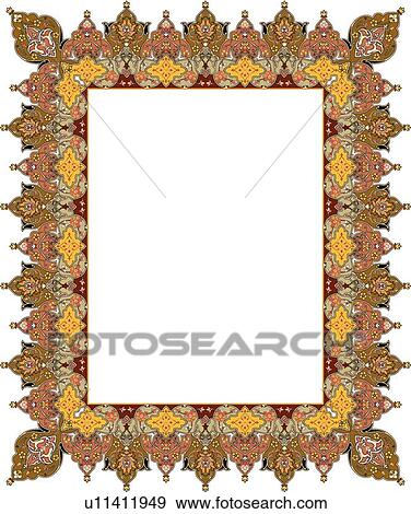 Clip Art - Floral Arabesque Border. Fotosearch