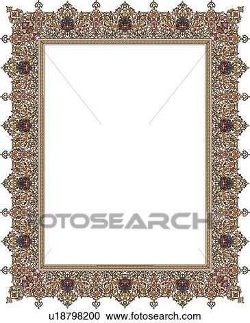 Floral Arabesque Border View Large Clip Art Graphic Clipart - Floral Arabesque Border. Fotosearch