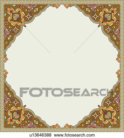 Floral Arabesque Frame View Large Clip Art Graphic Clip Art - Floral Arabesque Frame. Fotosearch