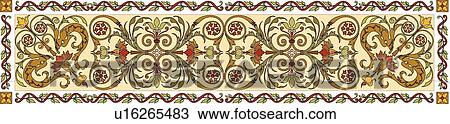 Floral brown and green rectangle Design Ornament View Large Clip Art Graphic Clipart - Floral brown and green rectangle Design Ornament. Fotosearch