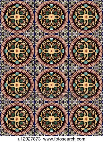 Clipart - Floral cirlce background pattern. Fotosearch