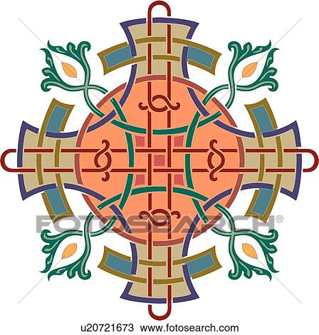 Floral Cross Design Ornament View Large Clip Art Graphic Clipart - Floral Cross Design Ornament. Fotosearch