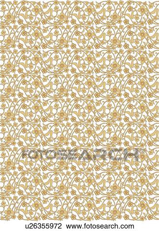 Clipart - Floral gold design background pattern. Fotosearch