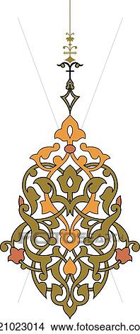 Clipart - Floral green and gold fancy floral design . Fotosearch