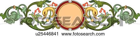 Floral Header Design Ornament View Large Clip Art Graphic Clipart - Floral Header Design Ornament. Fotosearch
