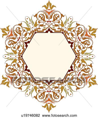 Floral Hexagon Frame View Large Clip Art Graphic Clipart - Floral Hexagon Frame. Fotosearch