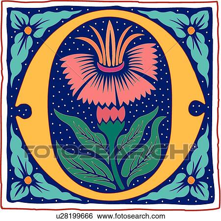 Clip Art - Floral letter O. Fotosearch
