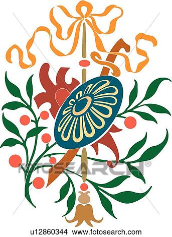 Clipart - Floral Printer Ornament. Fotosearch
