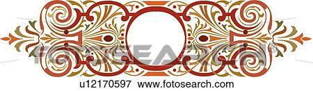 Clip Art - Flourish of Reds and Greens to form Banner. Fotosearch