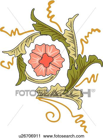 Clipart - Flower and leaves. Fotosearch