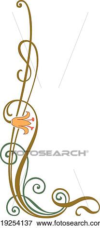 Flower on Swirled Corner View Large Clip Art Graphic Clip Art - Flower on Swirled Corner. Fotosearch