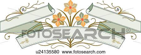 Flower ribbon with copy space View Large Clip Art Graphic Clipart - Flower ribbon with copy space. Fotosearch