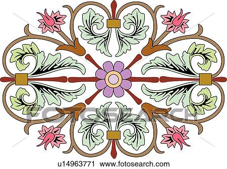 Clipart - Flower with leave design . Fotosearch