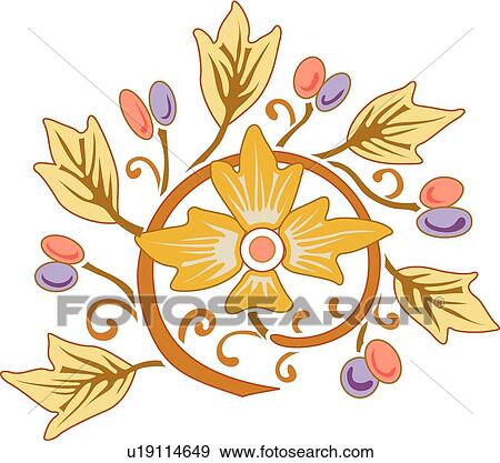 Clip Art - Flowers and leaves . Fotosearch