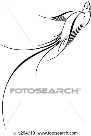 Clip Art - Flying Bird Calligraphic Design. Fotosearch