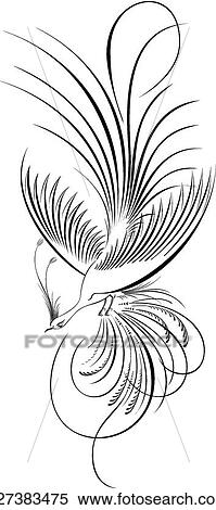 Clipart - Flying bird Calligraphic Design. Fotosearch
