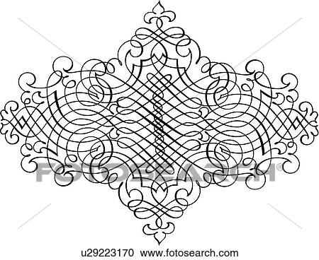 Clipart - Four pointed crisscross Calligraphic Design. Fotosearch